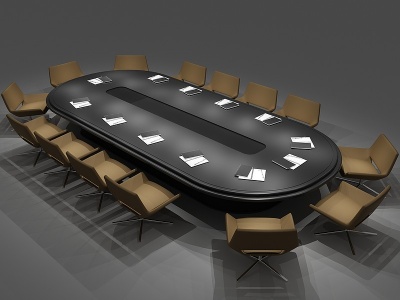 3d现代会议桌办公桌模型