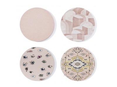 3d抽象花纹圆形地毯组合模型