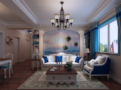 地中海客厅组合沙发模型3d模型