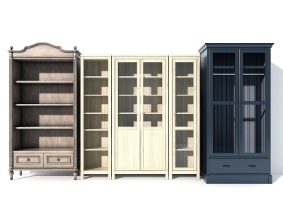3d欧式美式书柜酒柜模型