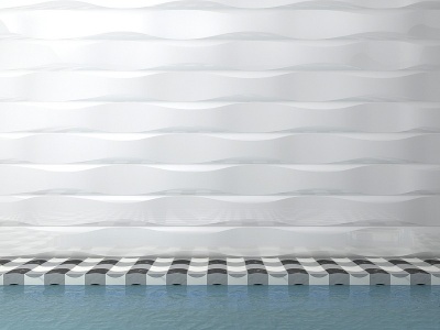 现代波浪板装饰墙模型
