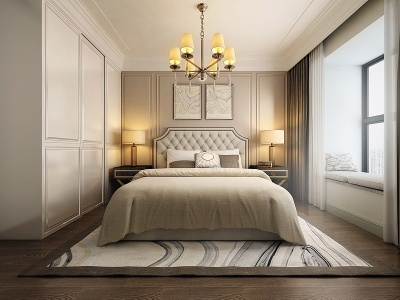 美式卧室房间模型3d模型