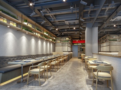 3d工业风快餐厅餐饮场所模型
