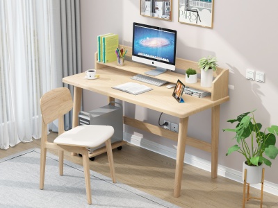 3d北欧书桌椅组合模型