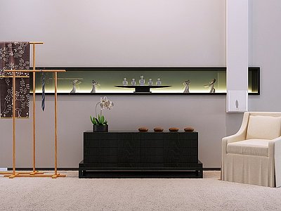 新中式衣架沙发椅模型3d模型