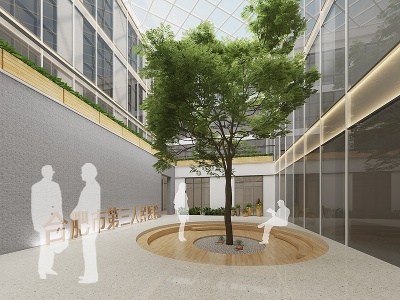 3d现代医院阳光大厅模型