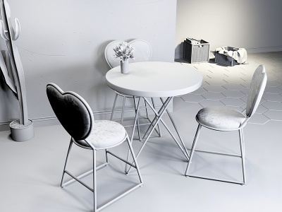 3d餐桌椅现代桌椅组合模型