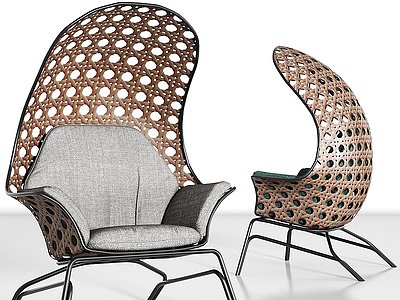 现代户外休闲藤椅组合3d模型