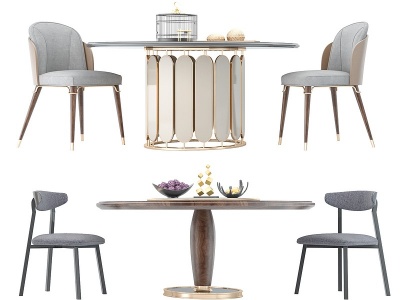 新古典餐厅桌椅餐桌椅3d模型