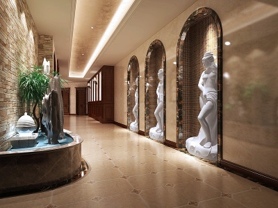 欧式古典美式澡堂会所模型3d模型