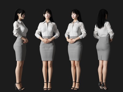 现代前台服务员美女人物模型3d模型
