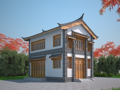 中式建筑园林古建模型