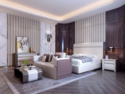 3d后现代现代轻奢卧室模型