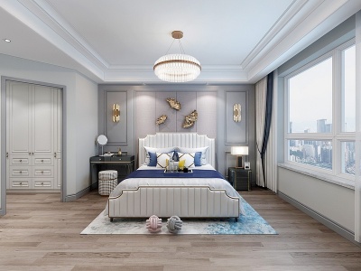 美式卧室吊灯床具模型3d模型