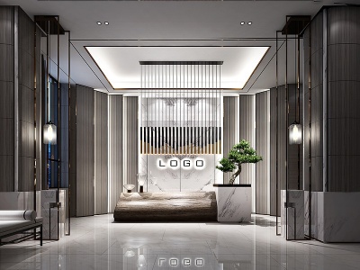 新中式售楼处接待大厅模型3d模型