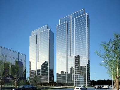 3d现代高层酒店办公楼模型