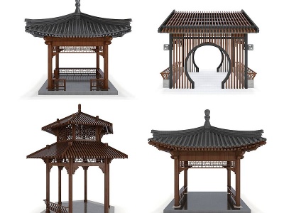 中式古建凉亭3d模型