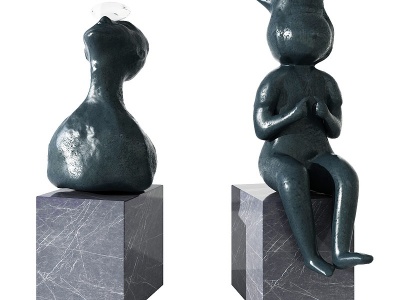 3d现代雕塑摆件组合模型