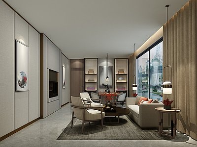 新中式售楼处接待室模型3d模型