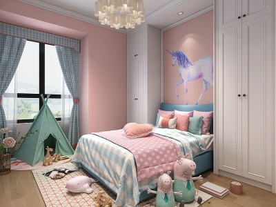 3d现代儿童房卧室模型