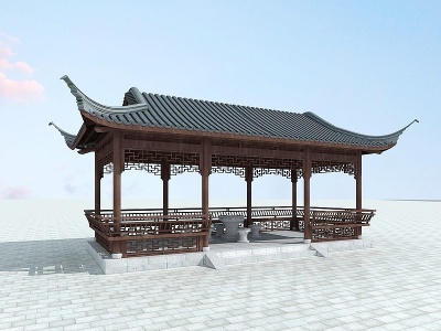 中式古建古典凉亭模型3d模型