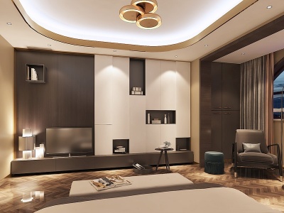 金属质感卧室空间模型3d模型