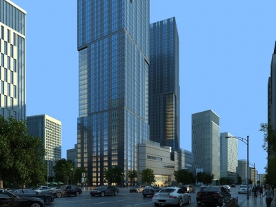 3d现代高层酒店办公楼模型