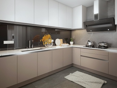 现代厨房橱柜烟机灶具模型3d模型