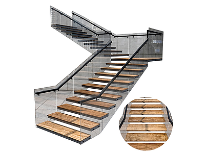 3d现代转角楼梯模型