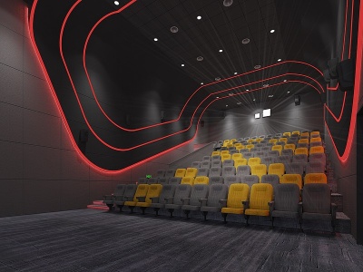3d现代电影院观景厅模型