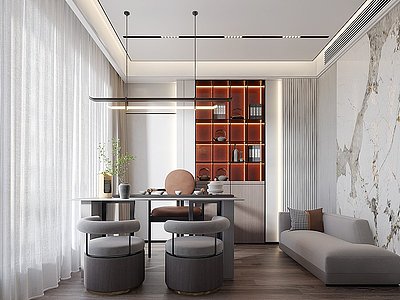 3d现代茶室休息室模型