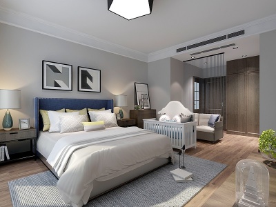 现代卧室房间模型3d模型