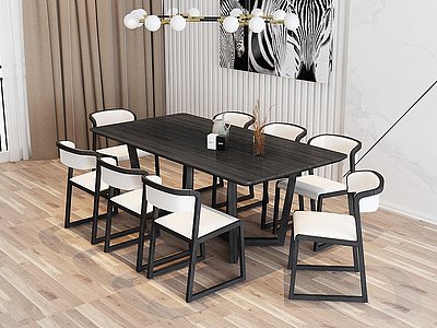 3d北欧餐厅餐桌椅模型