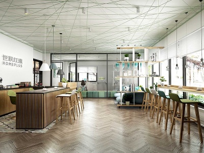 现代奶茶店餐饮空间模型3d模型