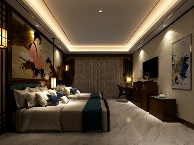 3d新中式酒店包厢卫生间模型