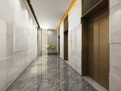 3d现代电梯厅电梯门模型
