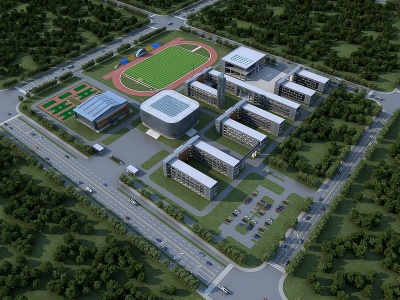 现代学校建筑体育馆模型3d模型