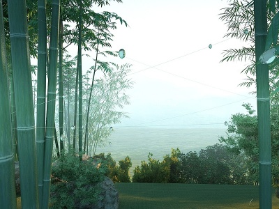3d中式树林竹林森林模型
