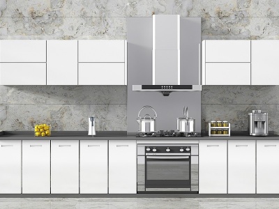 3d现代厨房厨柜器具烤漆门板模型