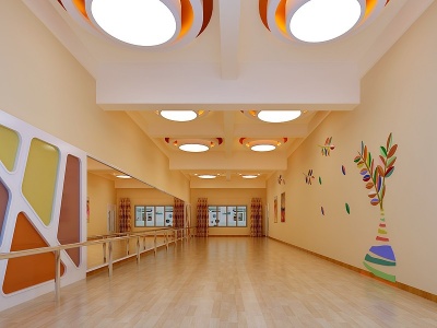3d现代幼儿园时尚舞蹈室模型