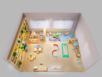 3d现代风格幼儿园教室模型