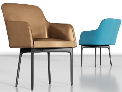 现代金属皮革单椅组合3d模型