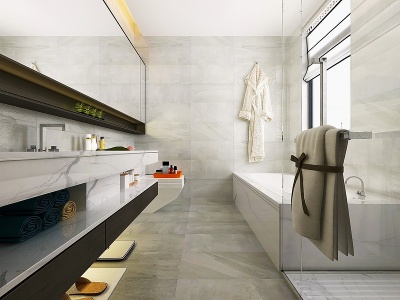 3d现代简约卫生间浴缸模型