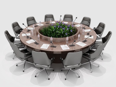 3d现代会议桌圆形会议桌模型