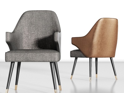 现代休闲布艺皮革单椅组合模型3d模型