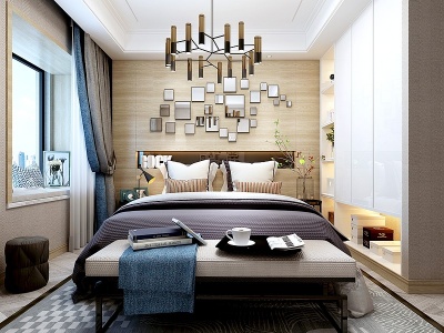 3d现代卧室空间模型