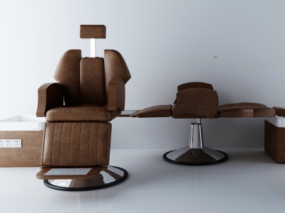 3d现代躺椅和理发店椅子模型