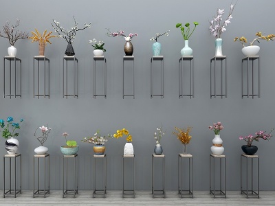新中式带底花瓶摆件组合模型3d模型