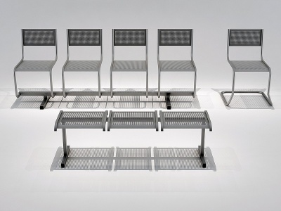 现代公共椅长条椅模型3d模型