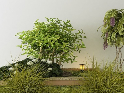 3d现代植物树组合模型